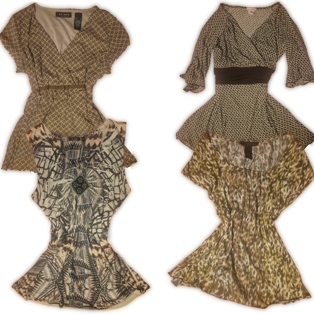 Mixed Neutral Printed Blouse Bundle - 4 Tops